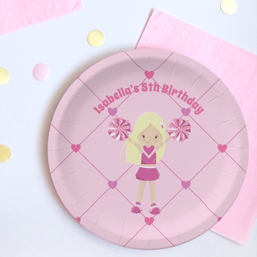 Hübsch rosa Cheerleader Custom Kindergeburtstag Pa Pappteller