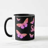 Hübsch Rosa Cooler Schmetterling Pop Der Mensch un Tasse (Links)
