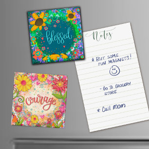 Hübsch rosa Courage florale Moderne Inspirivität Magnet