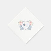 Hübsch-Rosa-Creme-Rose Monogramm-Polterabend Serviette (Ecke)