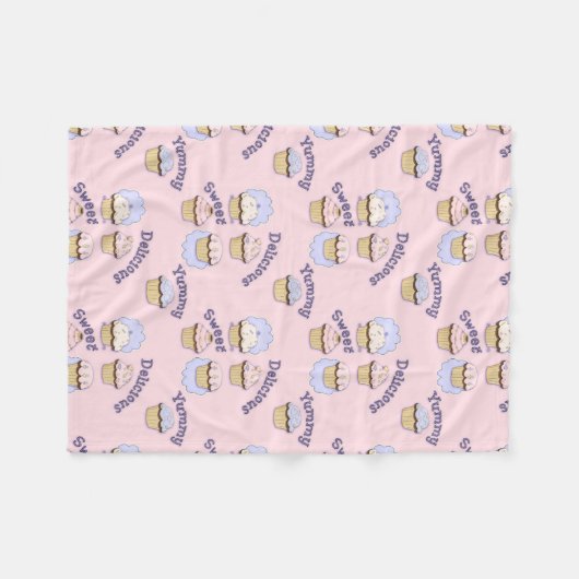 Hübsch rosa Cupcakes Fleece Blanket (Vorderseite (Horizontal))
