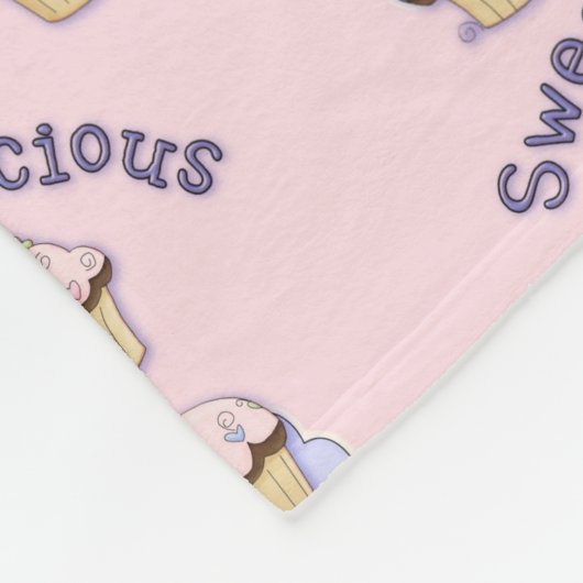 Hübsch rosa Cupcakes Fleece Blanket (Ecke)