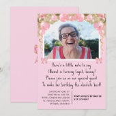 Hübsch rosa Custom 100. Geburtstag Einladung (Vorne/Hinten)