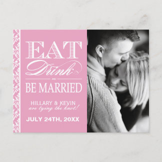 Hübsch rosa Damask Save the Date Ankündigungspostkarte