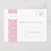 Hübsch rosa Damask Save the Date Ankündigungspostkarte (Rückseite)