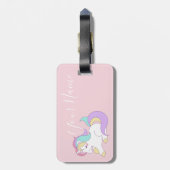Hübsch rosa Einhorn | Ihr Name hier | Gepäckmarke Gepäckanhänger (Rückseite vertikal)