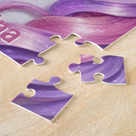 Hübsch rosa Einhorn mit Name Puzzle (Seite)