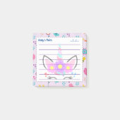 Hübsch rosa Einhorn niedlicher Hintergrund 4 Zoll Post-it Klebezettel (Vorderseite)