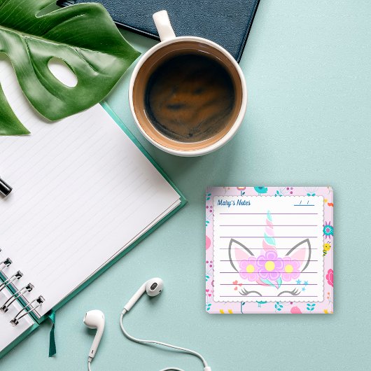 Hübsch rosa Einhorn niedlicher Hintergrund 4 Zoll Post-it Klebezettel