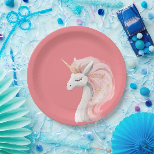 Hübsch rosa Einhorn Pappteller (Party)