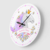 Hübsch rosa Einhorn Prinzessin Kinderzimmer im Sch Große Wanduhr (Winkel)