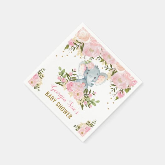 Hübsch rosa Elefant / Weibliche Wasserfarbe Serviette (Ecke)