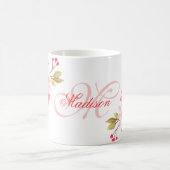Hübsch rosa Farbe Blütenfarbe Mit Monogramm Kaffeetasse (Mittel)