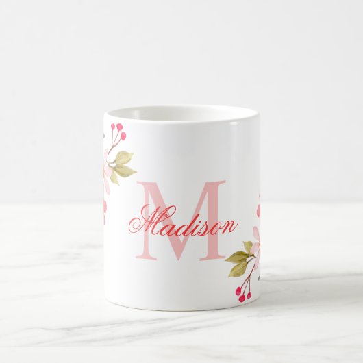 Hübsch rosa Farbe Blütenfarben, benutzerdefinierte Kaffeetasse (Mittel)