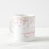 Hübsch rosa Farbe Blütenfarben, benutzerdefinierte Kaffeetasse (Vorderseite Links)