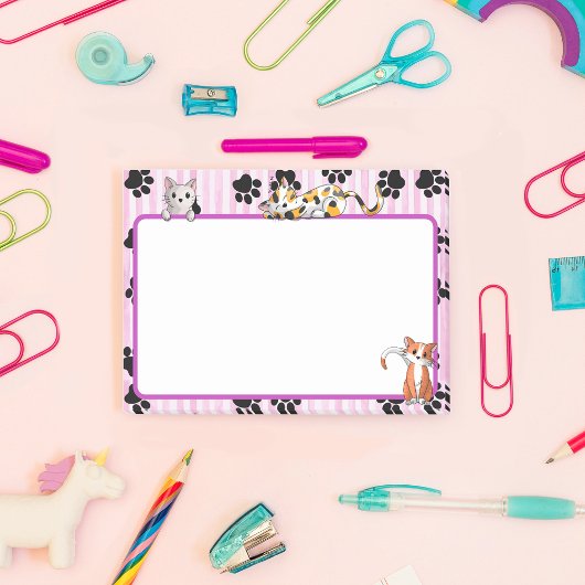 Hübsch rosa Farbe mit Pfoten niedliche Kätzchen 4" Post-it Klebezettel