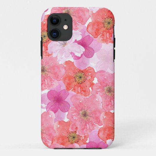 Hübsch rosa Farbflora Case-Mate iPhone Hülle (Rückseite)