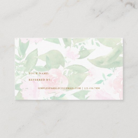 Hübsch rosa Farbflora Empfehlungskarte (Rückseite)