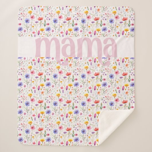 Hübsch rosa Farbige Wildblume Muster Mama Sherpadecke (Vorderseite)