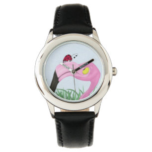 Hübsch rosa Flamingo Armbanduhr