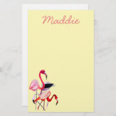 Hübsch rosa Flamingo auf blau Briefpapier (Vorne/Hinten)