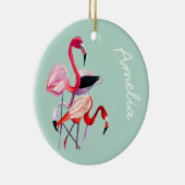 Hübsch rosa Flamingo auf blau Keramik Ornament (Rechts)