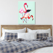 Hübsch rosa Flamingo auf blau Leinwanddruck (Insitu (Schlafzimmer))