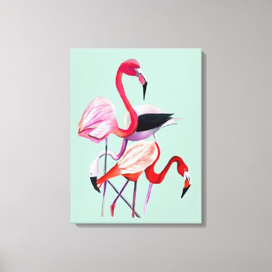 Hübsch rosa Flamingo auf blau Leinwanddruck (Vorderseite)