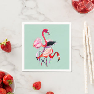 Hübsch rosa Flamingo auf blau Serviette