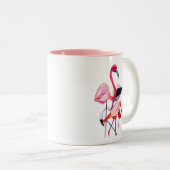 Hübsch rosa Flamingo auf blau Zweifarbige Tasse (VorderseiteRechts)