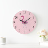 Hübsch rosa Flamingo auf Polka Dot Hintergrund Uhr (Zuhause)