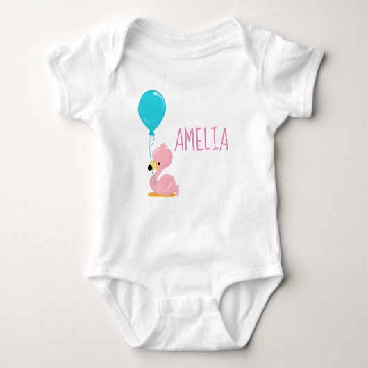 Hübsch rosa Flamingo Baby Strampler (Vorderseite)