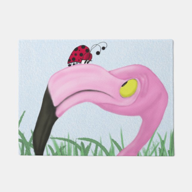 Hübsch rosa Flamingo Fußmatte (Vorderseite)