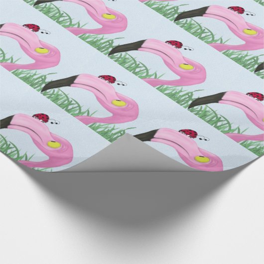 Hübsch rosa Flamingo Geschenkpapier (Ecke)