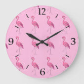 Hübsch rosa Flamingo Große Wanduhr (Vorderseite)