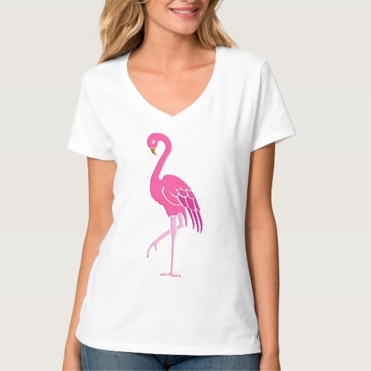 Hübsch rosa Flamingo in Fuchsia T-Shirt (Vorderseite)