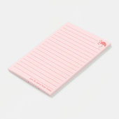 Hübsch rosa Flamingo Lined Personalisiert Post-it Klebezettel (angewinkelt)