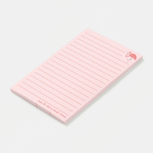 Hübsch rosa Flamingo Lined Personalisiert Post-it Klebezettel (angewinkelt)