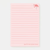 Hübsch rosa Flamingo Lined Personalisiert Post-it Klebezettel (Vorderseite)