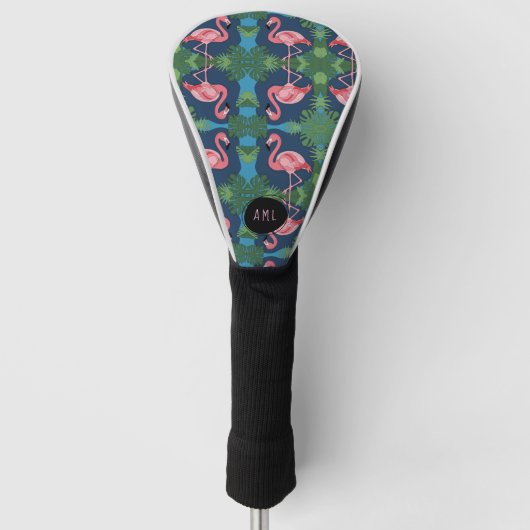 Hübsch rosa Flamingo mit dem Namen Golf Headcover (Vorderseite)