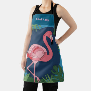 Hübsch rosa Flamingo mit dem Namen Schürze