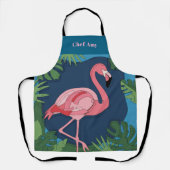 Hübsch rosa Flamingo mit dem Namen Schürze (Vorderseite)