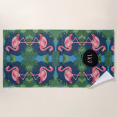 Hübsch rosa Flamingo mit dem Namen Strandtuch (Vorderseite)