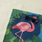 Hübsch rosa Flamingo mit dem Namen Strandtuch (Beispiel)