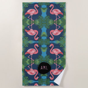 Hübsch rosa Flamingo mit dem Namen Strandtuch