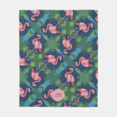 Hübsch rosa Flamingo mit Namensinitialen Fleecedecke (Vorderseite)