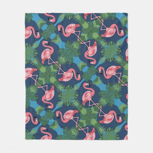 Hübsch rosa Flamingo-Muster Fleecedecke (Vorderseite)
