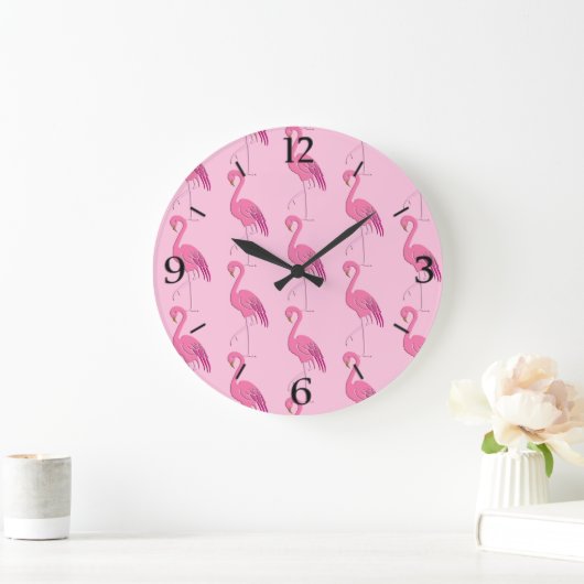 Hübsch rosa Flamingo Muster große Uhr (Zuhause)