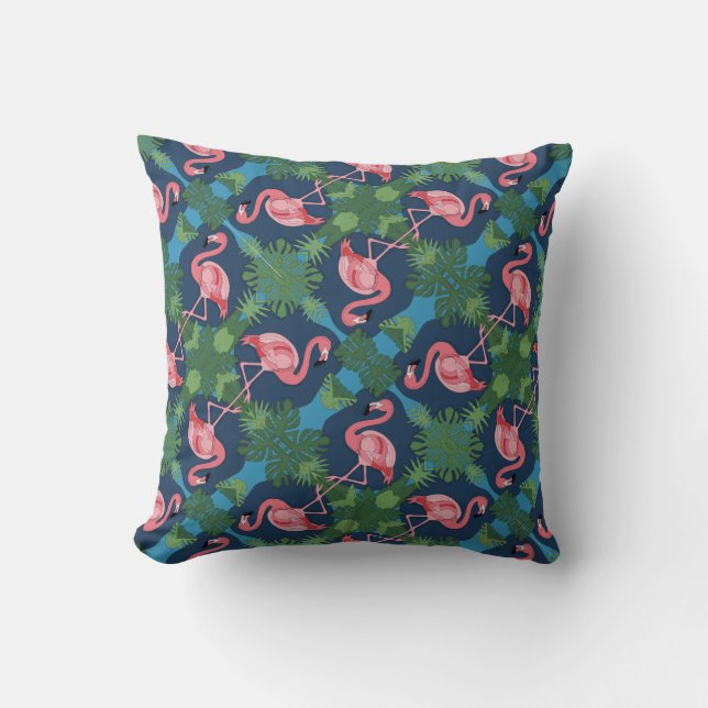 Hübsch rosa Flamingo-Muster Kissen (Vorderseite)