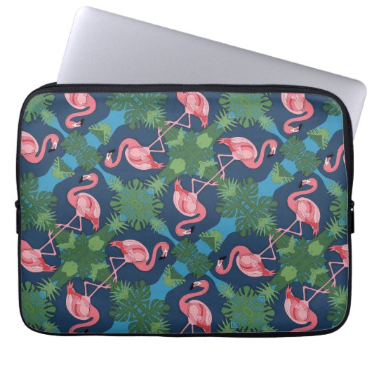 Hübsch rosa Flamingo-Muster Laptopschutzhülle (Vorderseite)